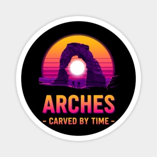 Arches National Park - vintage, retro sunset, camping trip, best for women, men, kids, mom, dad, birthday for hikers, christmas, unique gift idea, travel lovers, map, utah, hiking, visitors, souvenir, Magnet